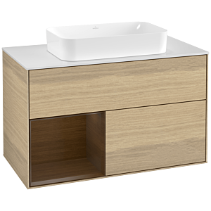 Villeroy et Boch Finion Villeroy et Boch G241GNPC 100cm, plaque de finition blanc mat, emotion, étagère gauche placage Oak Veneer , Oak Veneer