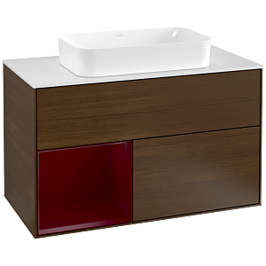 Villeroy and Boch Finion Villeroy and Boch Finion G241HBGN 100cm, cover plate matt white, emotion, shelf on the left Peony , Peony veneer