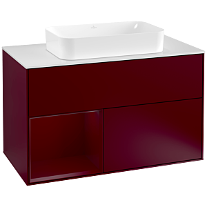 Villeroy et Boch Finion Villeroy et Boch G241HBHB 100cm, plaque de finition blanc mat, émotion, étagère à gauche Peony , Peony Matt
