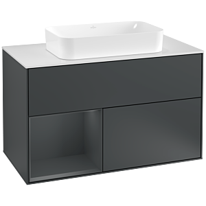 Villeroy et Boch Finion Villeroy et Boch G241HGHG 100cm, plaque de finition blanc mat, Emotion, étagère à gauche Midnight Blue Matt Lacquer , Midnight Blue Matt Lacquer