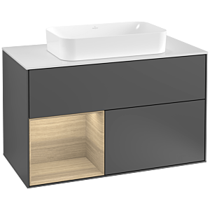 Villeroy et Boch Finion Villeroy et Boch G241PCGK 100cm, plaque de recouvrement blanc mat, émotion, étagère à gauche Oak Veneer , anthracite mat