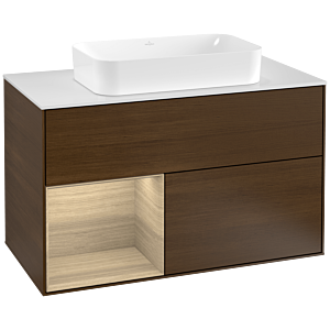 Villeroy et Boch Finion Villeroy et Boch G241PCGN 100cm, plaque de finition blanc mat, émotion, étagère à gauche Oak Veneer , placage Oak Veneer