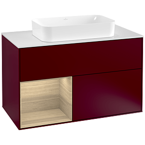 Villeroy et Boch Finion Villeroy et Boch G241PCHB 100cm, plaque de finition blanc mat, émotion, étagère à gauche Oak Veneer , Peony Matt