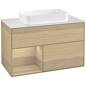 Villeroy et Boch Finion Villeroy et Boch G241PCPC 100cm, plaque de finition blanc mat, émotion, étagère à gauche Oak Veneer , Oak Veneer