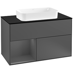 Villeroy et Boch Finion Villeroy et Boch G242GKGK 100cm, plaque de finition noir mat, Emotion, étagère gauche Anthracite mat, Anthracite mat