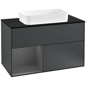 Villeroy and Boch Finion Villeroy and Boch Finion G242GKHG 100cm, cover plate black matt, Emotion, shelf left Anthracite matt, Midnight Blue Matt Lacquer