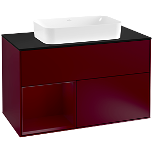 Villeroy et Boch Finion Villeroy et Boch G242HBHB 100cm, plaque de finition noir mat, Emotion, étagère à gauche Peony , Peony Matt