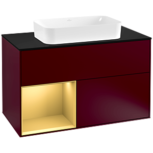 Villeroy and Boch Finion Villeroy and Boch Finion G242HFHB 100cm, cover plate black matt, Emotion, shelf left gold matt, Peony Matt