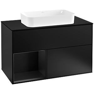 Villeroy and Boch Finion Villeroy and Boch Finion G242PDPD 100cm, cover plate black matt, Emotion, shelf left black matt lacquer, black matt lacquer