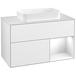 Villeroy and Boch Finion Villeroy and Boch Finion G251GFGF 100cm, cover plate matt white, Emotion, shelf on the right Glossy white lacquer, Glossy white lacquer