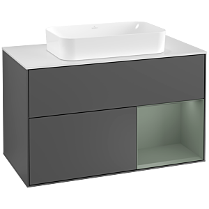 Villeroy and Boch Finion Villeroy and Boch Finion G251GMGK 100cm, cover plate white matt, emotion, shelf on the right Olive Matt Lacquer , anthracite matt