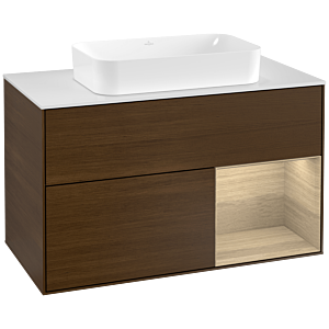 Villeroy et Boch Finion Villeroy et Boch G251PCGN 100cm, plaque de finition blanc mat, émotion, étagère à droite Oak Veneer , placage Oak Veneer