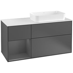 Villeroy und Boch Finion Waschtischunterschrank G271GKGK 120cm, Abdeckplatte white matt, Emotion, Regal links Anthracite matt, Anthracite matt