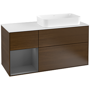 Villeroy and Boch Finion Villeroy and Boch Finion G271GKGN 120cm, cover plate white matt, Emotion, shelf left Anthracite matt, Walnut veneer