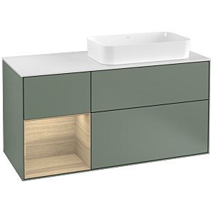 Villeroy et Boch Finion Villeroy et Boch G271PCGM 120cm, plaque de finition blanc mat, émotion, étagère à gauche Oak Veneer , Olive Matt Lacquer