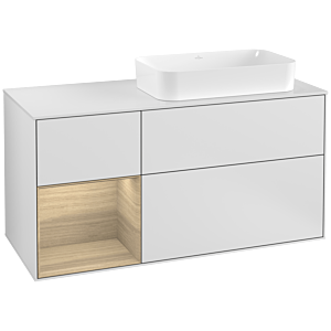Villeroy et Boch Finion Villeroy et Boch G271PCMT 120cm, plaque de finition blanc mat, Emotion, étagère à gauche Oak Veneer , laqué blanc mat