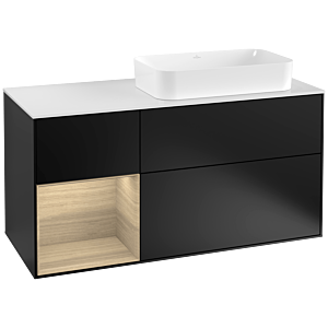Villeroy et Boch Finion Villeroy et Boch G271PCPD 120cm, plaque de finition blanc mat, Emotion, étagère à gauche Oak Veneer , laqué noir mat