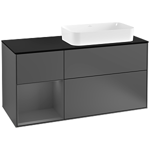 Villeroy et Boch Finion Villeroy et Boch G272GKGK 120cm, plaque de finition noir mat, Emotion, étagère gauche Anthracite mat, Anthracite mat
