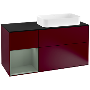 Villeroy et Boch Finion Villeroy et Boch G272GMHB 120cm, plaque de finition noir mat, Emotion, étagère à gauche Olive Matt Lacquer , Peony Matt