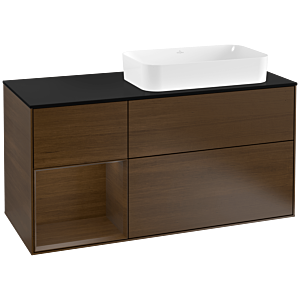 Villeroy et Boch Finion Villeroy et Boch G272GNGN 120cm, plaque de finition noir mat, Emotion, étagère gauche placage noyer, placage noyer
