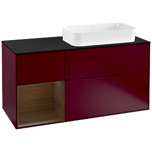 Villeroy et Boch Finion Villeroy et Boch G272GNHB 120cm, plaque de finition noir mat, Emotion, étagère gauche placage noyer, Peony Matt