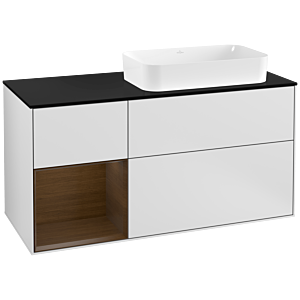 Villeroy and Boch Finion Villeroy and Boch Finion G272GNMT 120cm, cover plate black matt, Emotion, shelf left Walnut veneer, white matt lacquer