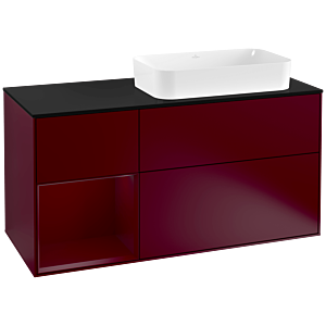 Villeroy et Boch Finion Villeroy et Boch G272HBHB 120cm, plaque de finition noir mat, Emotion, étagère à gauche Peony , Peony Matt