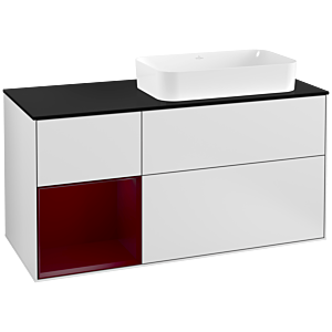 Villeroy and Boch Finion Villeroy and Boch Finion G272HBMT 120cm, cover plate black matt, Emotion, shelf on the left Peony , white matt lacquer