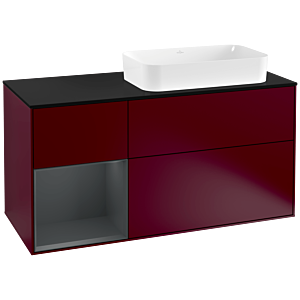 Villeroy et Boch Finion Villeroy et Boch G272HGHB 120cm, plaque de finition noir mat, Emotion, étagère gauche Midnight Blue Matt Lacquer , Peony Matt