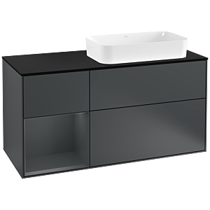 Villeroy et Boch Finion Villeroy et Boch G272HGHG 120cm, plaque de finition noir mat, Emotion, étagère gauche Midnight Blue Matt Lacquer , Midnight Blue Matt Lacquer