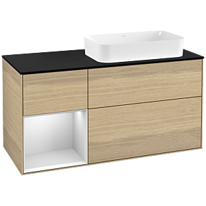 Villeroy and Boch Finion Villeroy and Boch Finion G272MTPC 120cm, cover plate black matt, Emotion, shelf left white matt lacquer, Oak Veneer