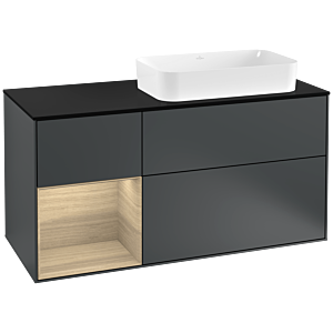 Villeroy and Boch Finion Villeroy and Boch Finion G272PCHG 120cm, cover plate matt black, Emotion, shelf on the left Oak Veneer , Midnight Blue Matt Lacquer