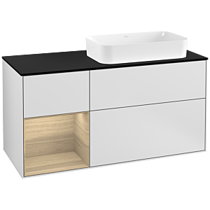 Villeroy and Boch Finion Villeroy and Boch Finion G272PCMT 120cm, cover plate black matt, Emotion, shelf on the left Oak Veneer , white matt lacquer