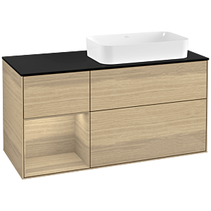 Villeroy und Boch Finion Waschtischunterschrank G272PCPC 120cm, Abdeckplatte black matt, Emotion, Regal links Oak Veneer, Oak Veneer