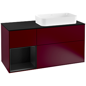 Villeroy et Boch Finion Villeroy et Boch G272PDHB 120cm, plaque de finition noir mat, Emotion, étagère gauche laqué noir mat, Peony Matt