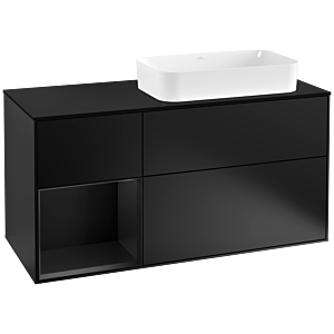 Villeroy und Boch Finion Waschtischunterschrank G272PDPD 120cm, Abdeckplatte black matt, Emotion, Regal links Black matt lacquer, Black matt lacquer