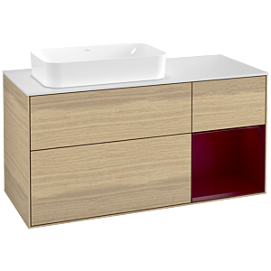 Villeroy and Boch Finion Villeroy and Boch Finion G281HBPC 120cm, cover plate matt white, emotion, shelf on the right Peony , Oak Veneer