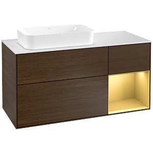 Villeroy and Boch Finion Villeroy and Boch Finion G281HFGN 120cm, cover plate white matt, emotion, shelf right gold matt, walnut veneer