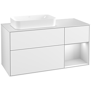 Villeroy and Boch Finion Villeroy and Boch Finion G281MTGF 120cm, cover plate white matt, Emotion, shelf on the right white matt lacquer, glossy white lacquer