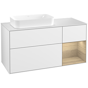 Villeroy and Boch Finion Villeroy and Boch Finion G281PCGF 120cm, cover plate matt white, emotion, shelf on the right Oak Veneer , glossy white lacquer