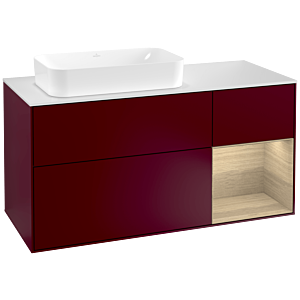 Villeroy et Boch Finion Villeroy et Boch G281PCHB 120cm, plaque de finition blanc mat, émotion, étagère à droite Oak Veneer , Peony Matt