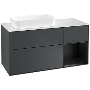 Villeroy and Boch Finion Villeroy and Boch Finion G281PDHG 120cm, cover plate matt white, Emotion, shelf on the right black matt lacquer, Midnight Blue Matt Lacquer