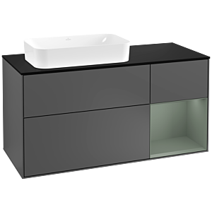 Villeroy et Boch Finion Villeroy et Boch G282GMGK 120cm, plaque de finition noir mat, émotion, étagère à droite Olive Matt Lacquer , anthracite mat