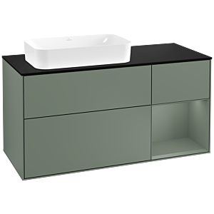 Villeroy and Boch Finion Villeroy and Boch Finion G282GMGM 120cm, cover plate black matt, Emotion, shelf on the right Olive Matt Lacquer , Olive Matt Lacquer