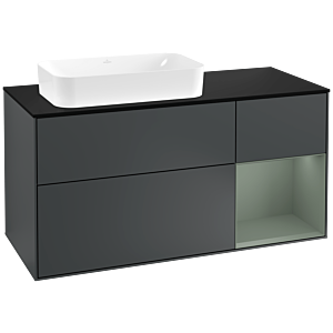 Villeroy and Boch Finion Villeroy and Boch Finion G282GMHG 120cm, cover plate black matt, Emotion, shelf on the right Olive Matt Lacquer , Midnight Blue Matt Lacquer