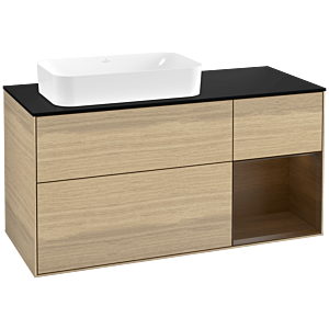 Villeroy and Boch Finion Villeroy and Boch Finion G282GNPC 120cm, cover plate black matt, Emotion, shelf on the right Walnut veneer, Oak Veneer