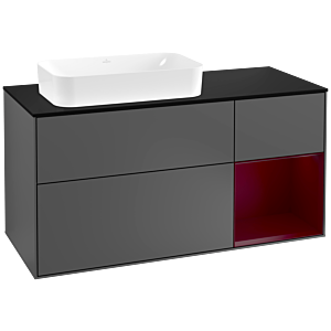 Villeroy and Boch Finion Villeroy and Boch Finion G282HBGK 120cm, cover plate black matt, emotion, shelf on the right Peony , anthracite matt