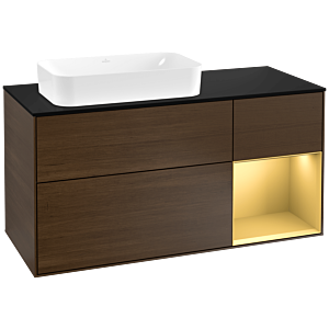 Villeroy and Boch Finion Villeroy and Boch Finion G282HFGN 120cm, cover plate black matt, emotion, shelf right gold matt, walnut veneer