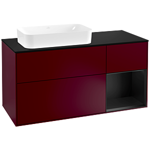 Villeroy und Boch Finion Waschtischunterschrank G282PDHB 120cm, Abdeckplatte black matt, Emotion, Regal rechts Black matt lacquer, Peony Matt