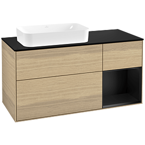 Villeroy and Boch Finion Villeroy and Boch Finion G282PDPC 120cm, cover plate black matt, Emotion, shelf on the right black matt lacquer, Oak Veneer